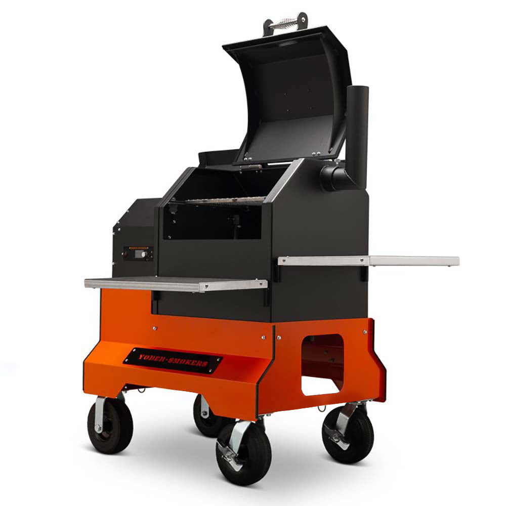 YS480s Pellet Grill on Competition Cart with Stainless Steel Shelves