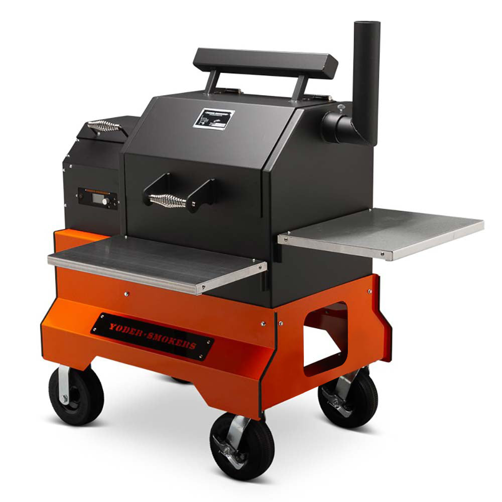 YS480s Pellet Grill on Competition Cart with Stainless Steel Shelves