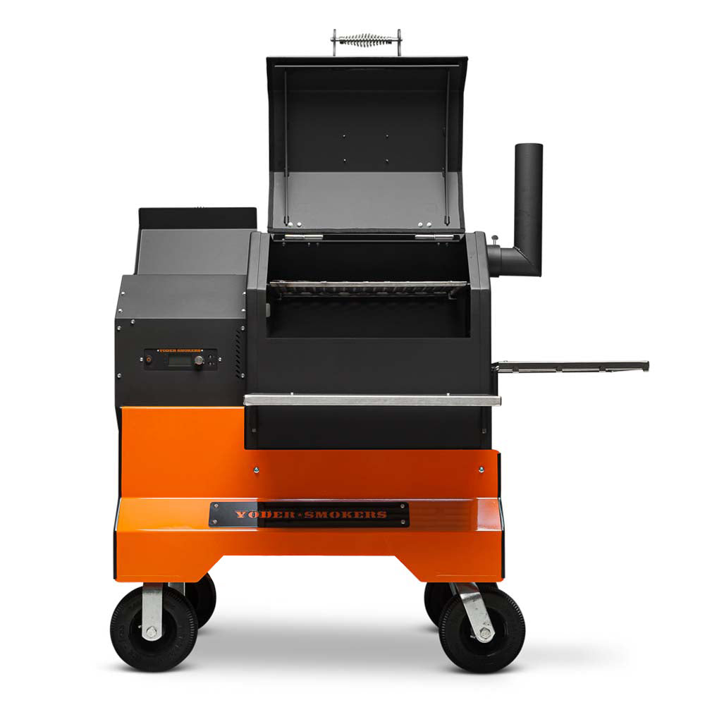 YS480s Pellet Grill on Competition Cart with Stainless Steel Shelves