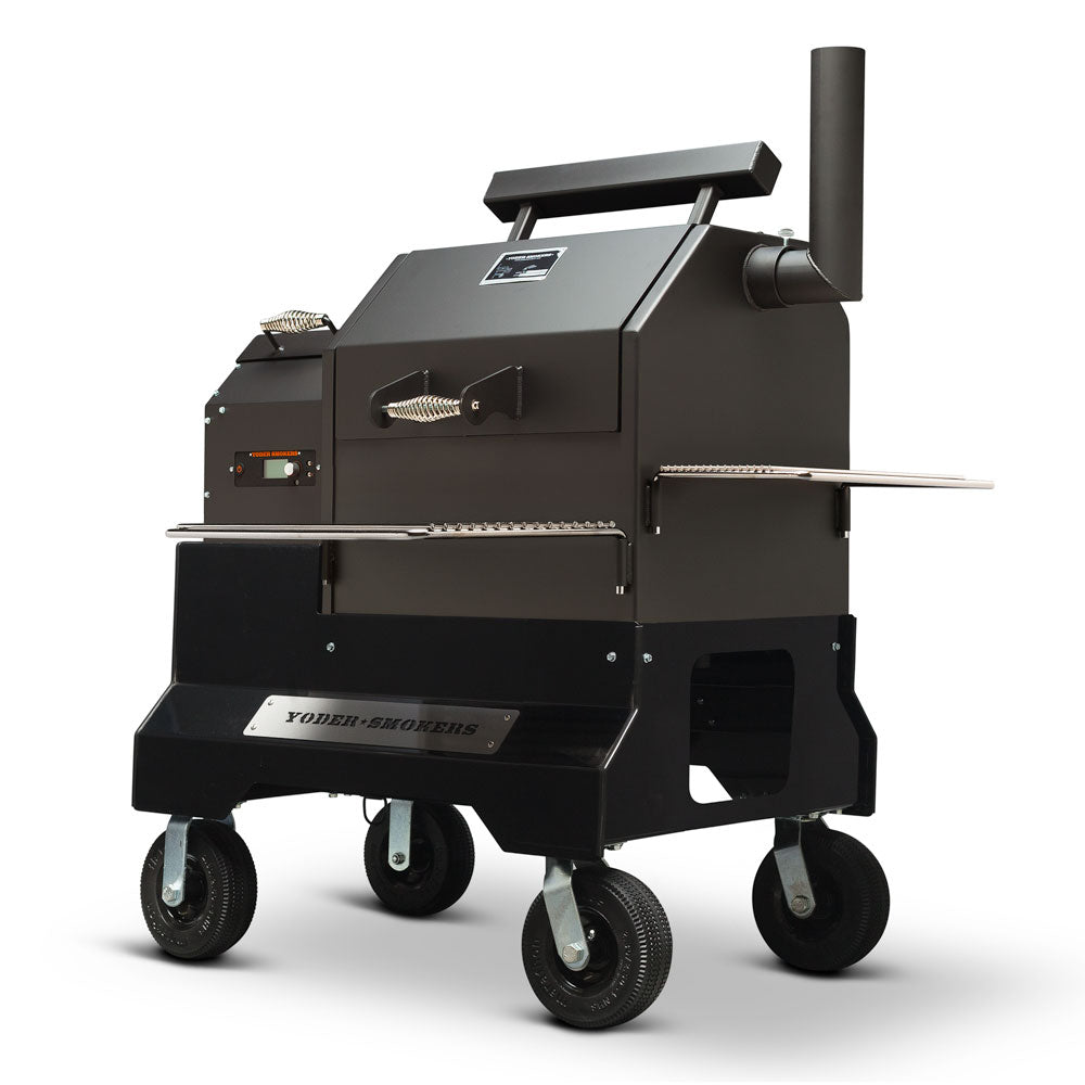 YS480s Pellet Grill on Competition Cart with Wire Shelves