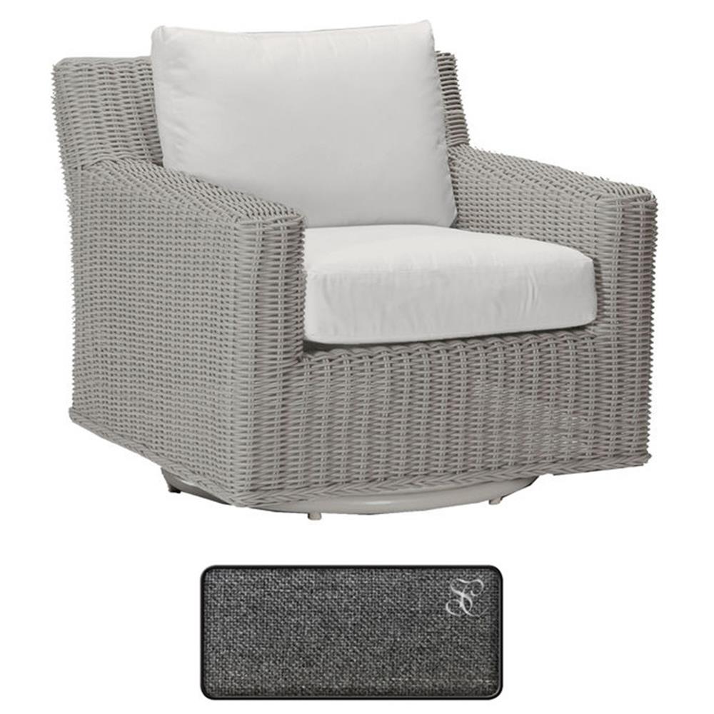 Rustic Wicker Swivel Lounge Chair with Speaker
