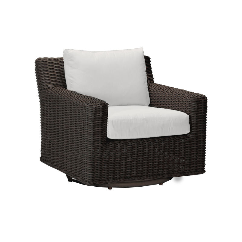 Rustic Wicker Swivel Lounge Chair with Speaker