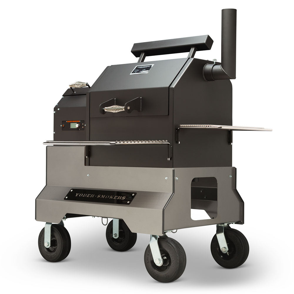 YS480s Pellet Grill on Competition Cart with Wire Shelves
