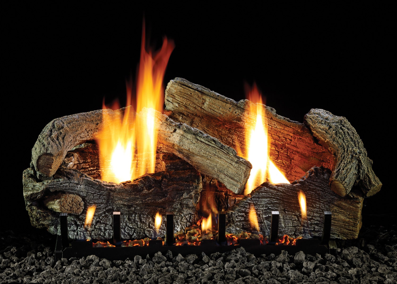 Stacked Aged Oak Refractory Log Set, 7-piece