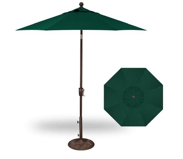 green patio umbrella tilt 7.5' PUSH BUTTON TILT OCTAGON SERIES UMBRELLA (A GRADE) BRONZE POLE (QS)