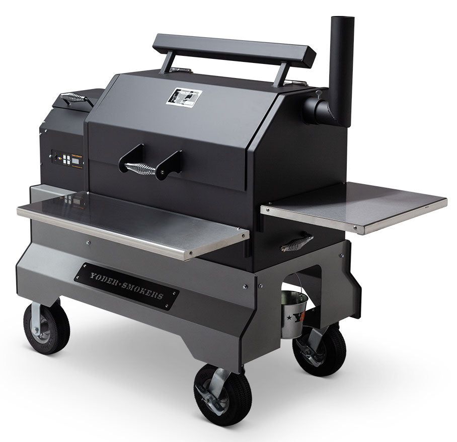 YS640s Pellet Grill on Competition Cart with Stainless Steel Shelves